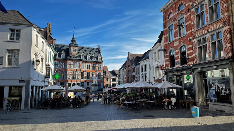 Market in City Halle in Belgium. 
